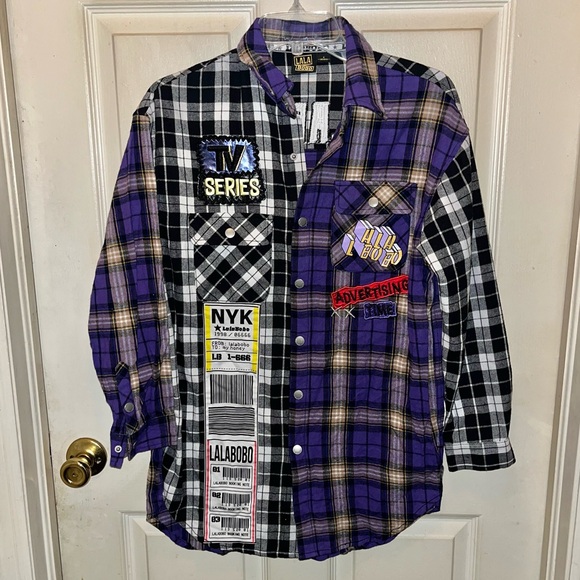 LALABOBO Long Sleeve Snap Closure Plaid Shirt Top. Sz S. - Picture 1 of 5